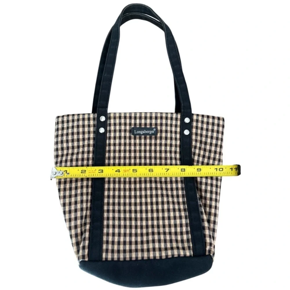 Longaberger Women’s Homestead Black Tan Checkered Tote Bag